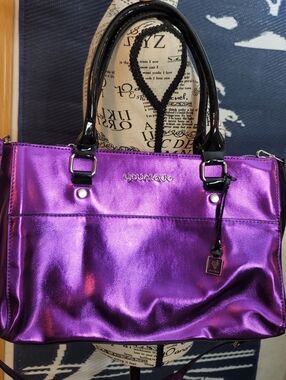 Younique Presenter Metallic Purple Tote Bag & Crossbody Strap NWOT